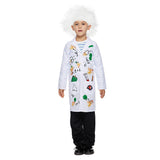 Kinder Wissenschaftler Cosplay Kostüm Perücke Outfits Halloween Karneval Anzug