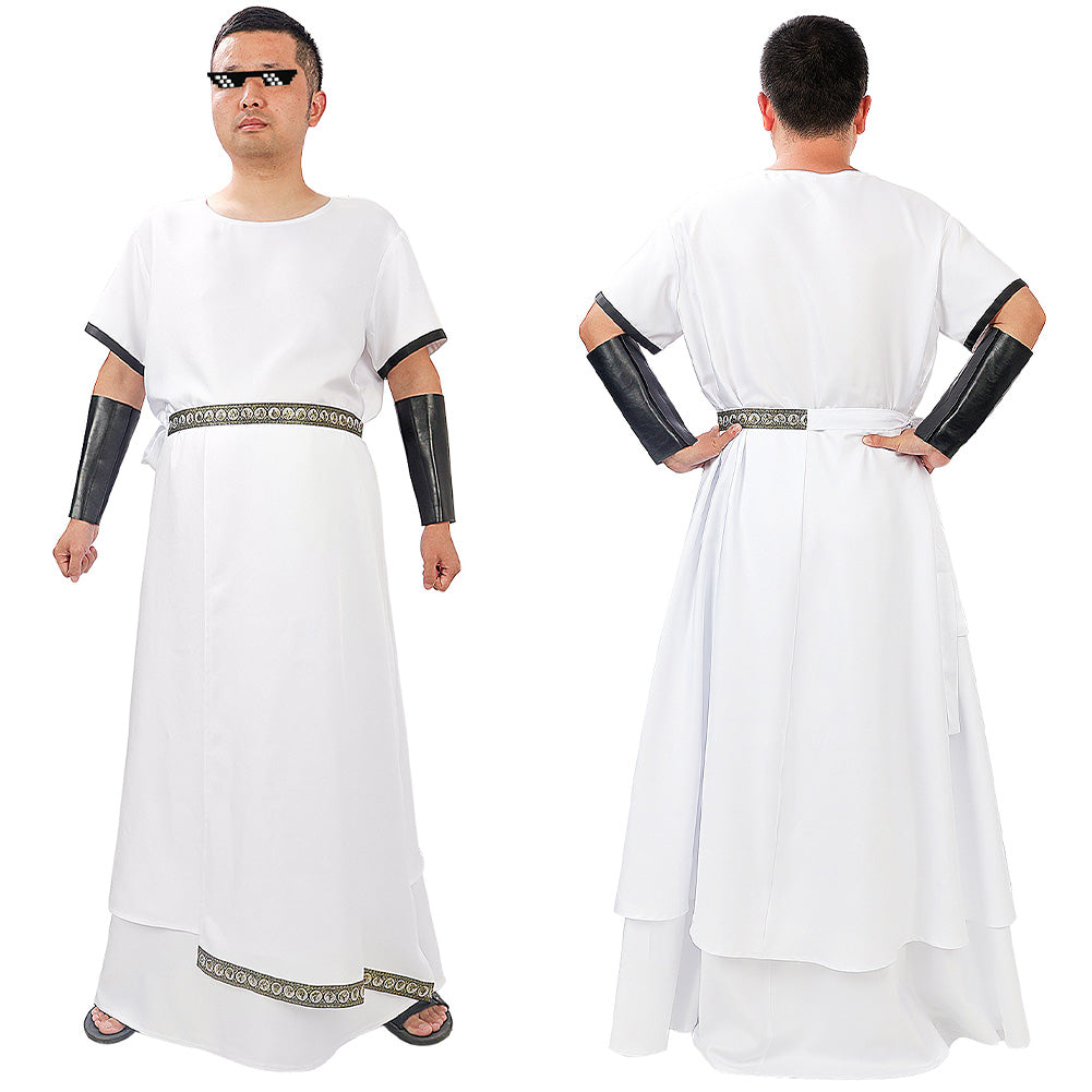Herren Weiß Griechische Robe Cosplay Kostüm Outfits Halloween Karneval Party Anzug