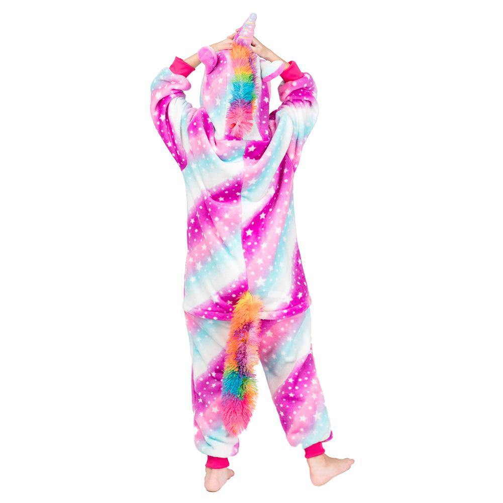 Einhorn Overall Pajamas Schlafanzug Kinder Mädchen Flannel Jumpsuit Halloween Karneval Kostüm - Karnevalkostüme