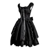 Mittelalter Renaissance Cosplay Damen Kostüm Ärmelloses Kleid Hohe Taille Gothic Swing Kleider