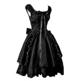 Mittelalter Renaissance Cosplay Damen Kostüm Ärmelloses Kleid Hohe Taille Gothic Swing Kleider