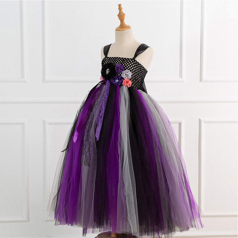 Kinder Mädchen Hexe Cosplay Kostüm Tutu Kleid Outfits Halloween Karneval Party Anzug