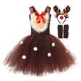 Kinder Mädchen Weihnachtstag Elch Rentier Tutu Kleid Cosplay Kostüm Outfits Halloween Karneval Party Verkleidung Anzug