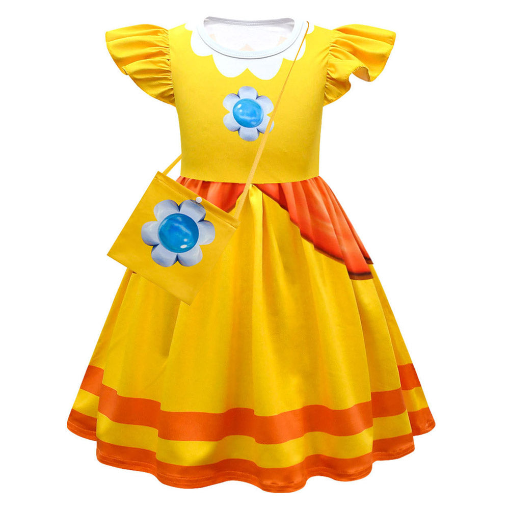 Kinder Mädchen The Super Mario Bros peach Cosplay Kostüm Kleid Outfits Halloween Karneval Party