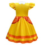 Kinder Mädchen The Super Mario Bros peach Cosplay Kostüm Kleid Outfits Halloween Karneval Party