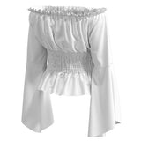 Damen Renaissance Bluse Kostüm Oberteile Smocked Shirt Halloween Karneval Anzug