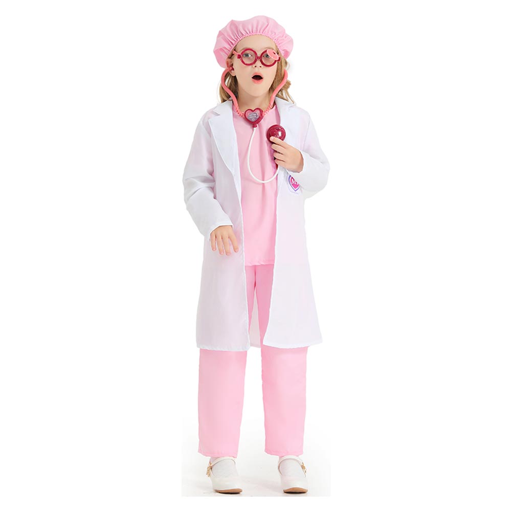 Kinder Doktor Cosplay Kostüm  Rosa Kleidung Outfits Halloween Karneval Party Verkleidung Anzug