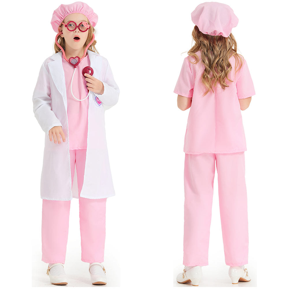 Kinder Doktor Cosplay Kostüm  Rosa Kleidung Outfits Halloween Karneval Party Verkleidung Anzug