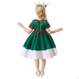 Mädchen Weihnachtskleid Kurzarm A-Linie Weihnachten Partykleid festliches Kleid