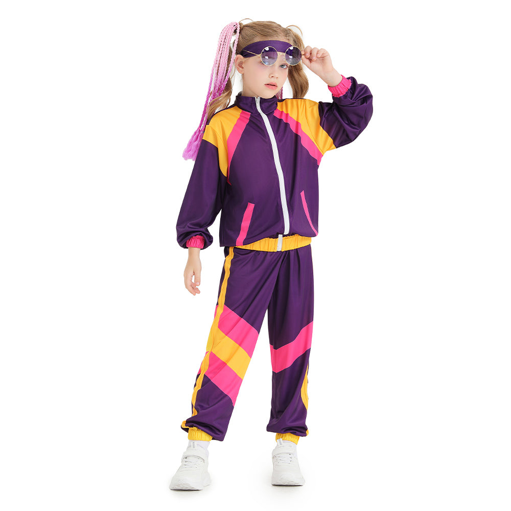 Kinder Retro Vintage Hip-Hop Disco Tanz Cosplay Kostüm Outfits Halloween Karneval Anzug