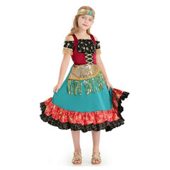 Gypsy Mädchen Bohemia Cosplay Kostüm Kinder Mädchen Kleid Halloween Karneval Party Anzug