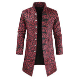 Herren Mantel mit 3D Stoffdruck Rot Gothic Steampunk Jacke
