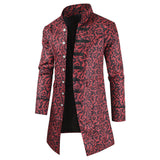 Herren Mantel mit 3D Stoffdruck Rot Gothic Steampunk Jacke
