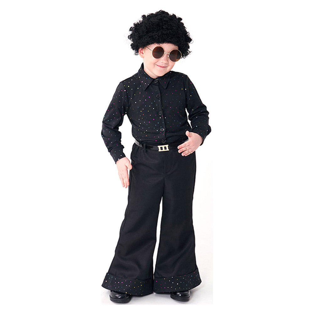 Kinder Retro Amerikanische 70er Disco Pailletten Sängerin Cosplay Kostüm Outfits Halloween Karneval Anzug
