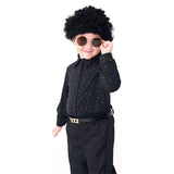 Kinder Retro Amerikanische 70er Disco Pailletten Sängerin Cosplay Kostüm Outfits Halloween Karneval Anzug