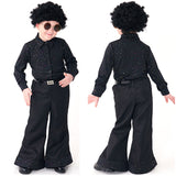 Kinder Retro Amerikanische 70er Disco Pailletten Sängerin Cosplay Kostüm Outfits Halloween Karneval Anzug