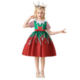 Mädchen Weihnachtskleid Kurzarm A-Linie Weihnachten Partykleid festliches Kleid