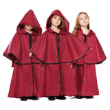 Kinder Mittelalterlich Umhang Hooded Cape mittelalterliche Karneval Halloween Kapuzenumhang