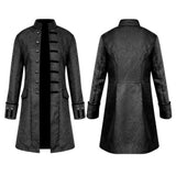 Herren Goth Steampunk viktorianische Kutte Mantel Stehkragen Edelmann Jacke Retro Europäisch Mittelalterlich Jacke Larp Wikinger Kostüm