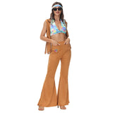 Hippie Kostüme Damen Karneval Halloween Party Vintage Retro 1970er Disco Kleidung Anzug Rock Hippies Cosplay Outfits