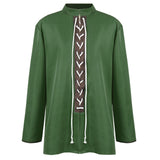 Herren cosplay mittelalterliche Ritter Krieger Kostüm Stand Kragen Lace-Up Tunika Tops Shirt