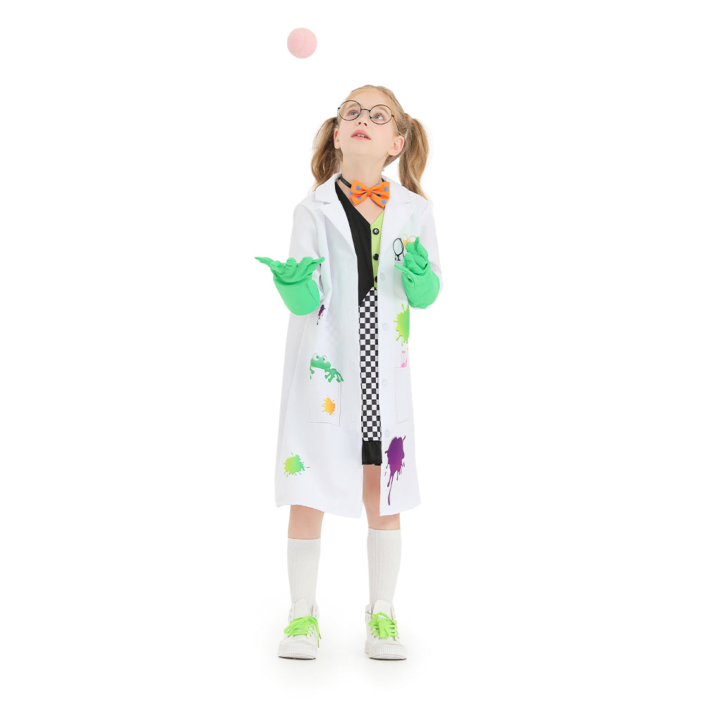 Kinder Mädchen Wissenschaftler Geek Cosplay Kostüm Outfits Halloween Karneval Anzug