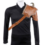 Mittelalterlicher Krieger Rüstung Kostüm Cosplay LARP Erwachsene PU Leder Braun Wikinger Schulter Rüstung