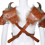 Mittelalterlicher Krieger Rüstung Kostüm Cosplay LARP Erwachsene PU Leder Braun Wikinger Schulter Rüstung