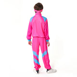 Kinder Bühnenkostüm Rosa Retro Tanzkleidung Sportbekleidung Set Outfits Halloween Karneval Anzug