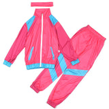 Kinder Bühnenkostüm Rosa Retro Tanzkleidung Sportbekleidung Set Outfits Halloween Karneval Anzug