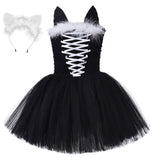 Kinder Mädchen Cartoon Katze Cosplay Kostüm Kleid Halloween Karneval Party Verkleidung Anzug