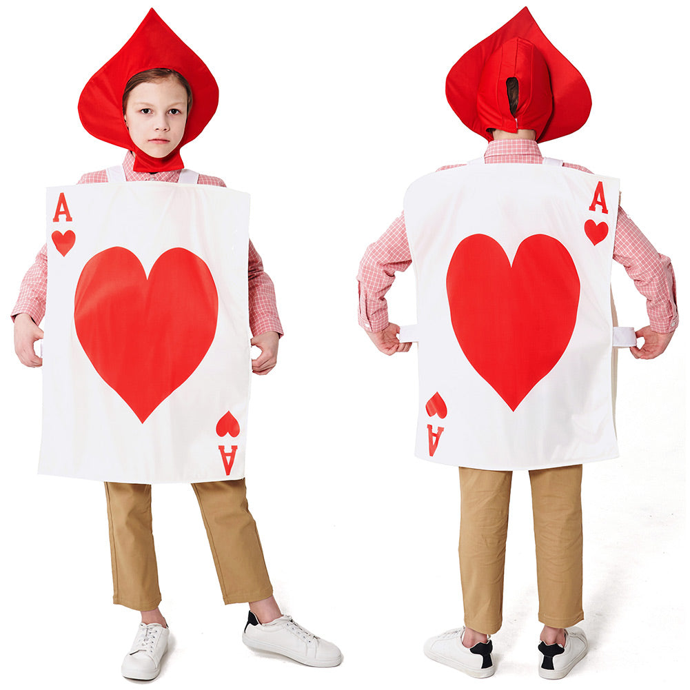 Kinder Poker Kingdom Red Heart Poker Guard Cosplay Kostüm Outfits Halloween Karneval Anzug