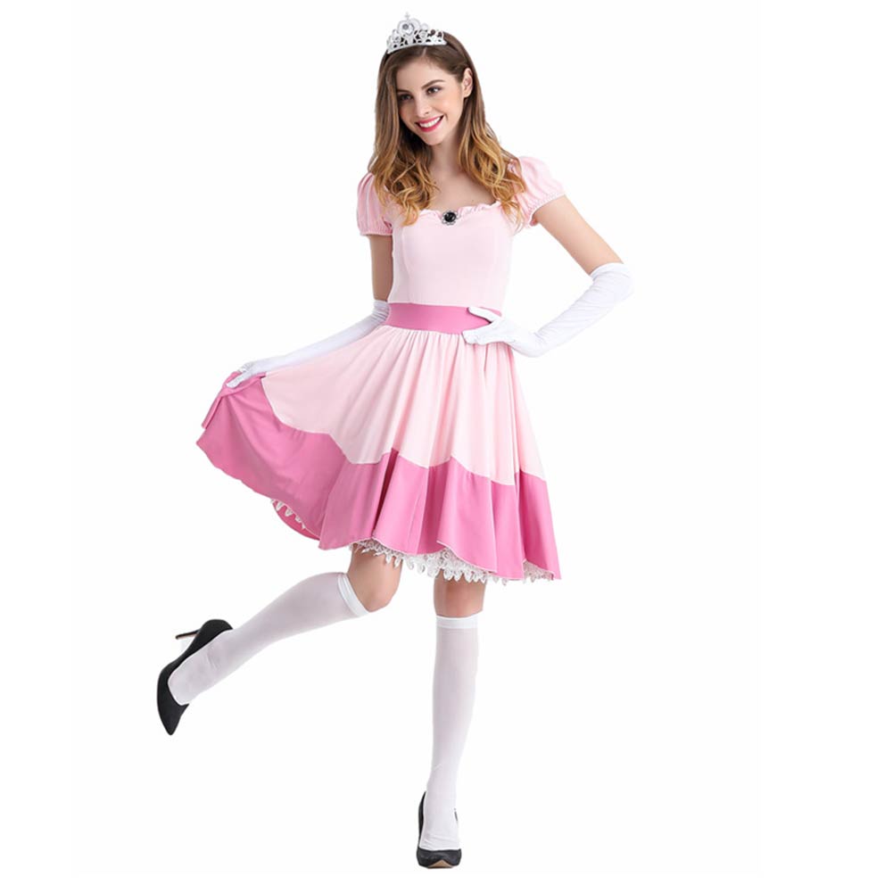 Kinder Der Super Mario Bros Pfirsich Cosplay Kostüm Kleid Outfits Halloween Karneval Party Anzug