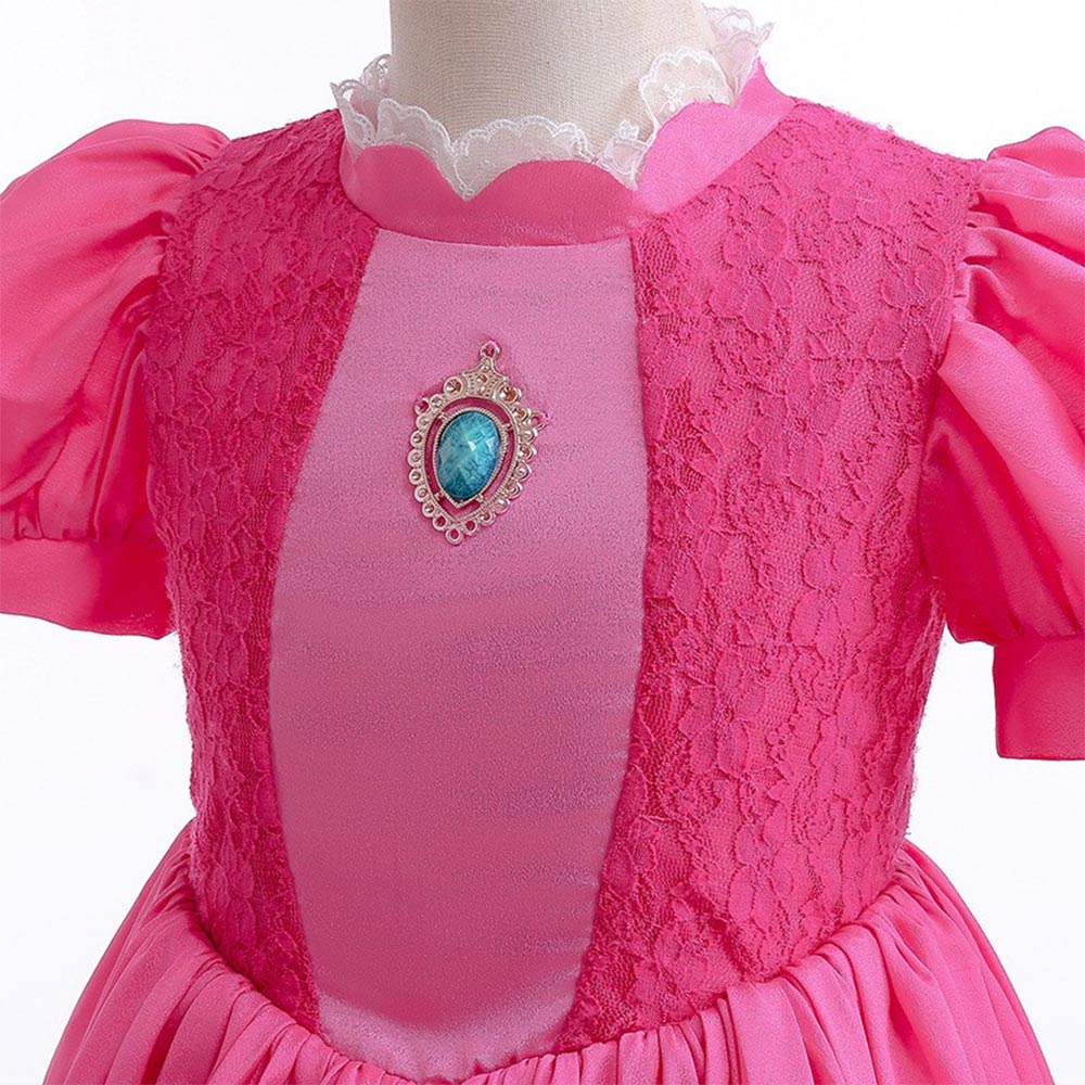 Kinder Super Mario Princess Peach Cosplay Kostüm Halloween Mädchen Karneval Party Verkleidung Anzug