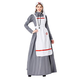 Europäischer Arzt Krankenschwester Damen Kostüme Halloween Cosplay Fancy Lange Kleid
