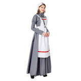 Europäischer Arzt Krankenschwester Damen Kostüme Halloween Cosplay Fancy Lange Kleid