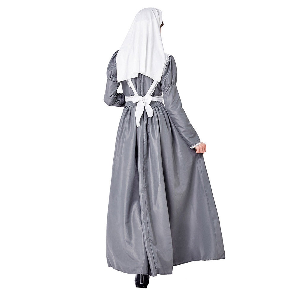 Europäischer Arzt Krankenschwester Damen Kostüme Halloween Cosplay Fancy Lange Kleid