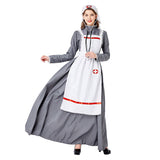 Europäischer Arzt Krankenschwester Damen Kostüme Halloween Cosplay Fancy Lange Kleid