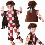 Kinder Retro Hip-Hop Plaid Anzug Outfits Tanzkleidung Sportbekleidung Set Outfits Halloween Karnevalsanzug