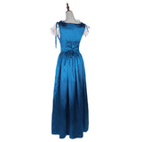 Damen Mittelalter Kleid Renaissance Kurzarm Prinzessin Renaissance Kleid Casual Kleid Blau