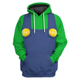 Super Mario  Luigi Cosplay  Herren Hoodie 3D Druck Hooded Sweatshirt Herren Streetwear Pullover
