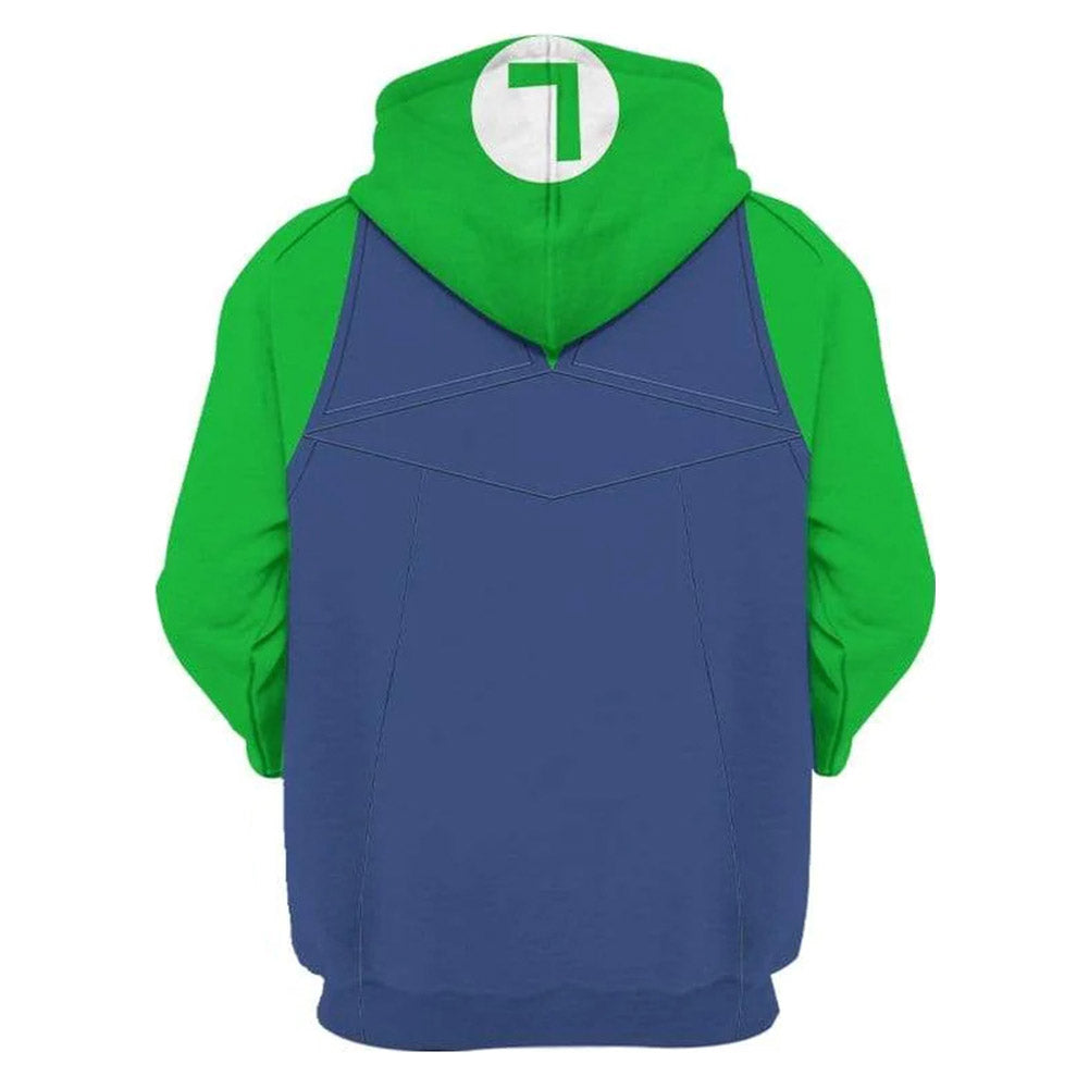 Super Mario  Luigi Cosplay  Herren Hoodie 3D Druck Hooded Sweatshirt Herren Streetwear Pullover