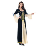 Damen Retro Mittelalter Renaissance Kostüm Tief Rundhals Königin Party Kleid