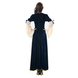 Damen Retro Mittelalter Renaissance Kostüm Tief Rundhals Königin Party Kleid