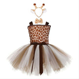 Giraffe Mädchen Kleid Tutu Tülle Kleid Faschingkostüm auch für Alltag Partykleid Geburstag Festkleid Ärmellos Kostüm - Karnevalkostüme
