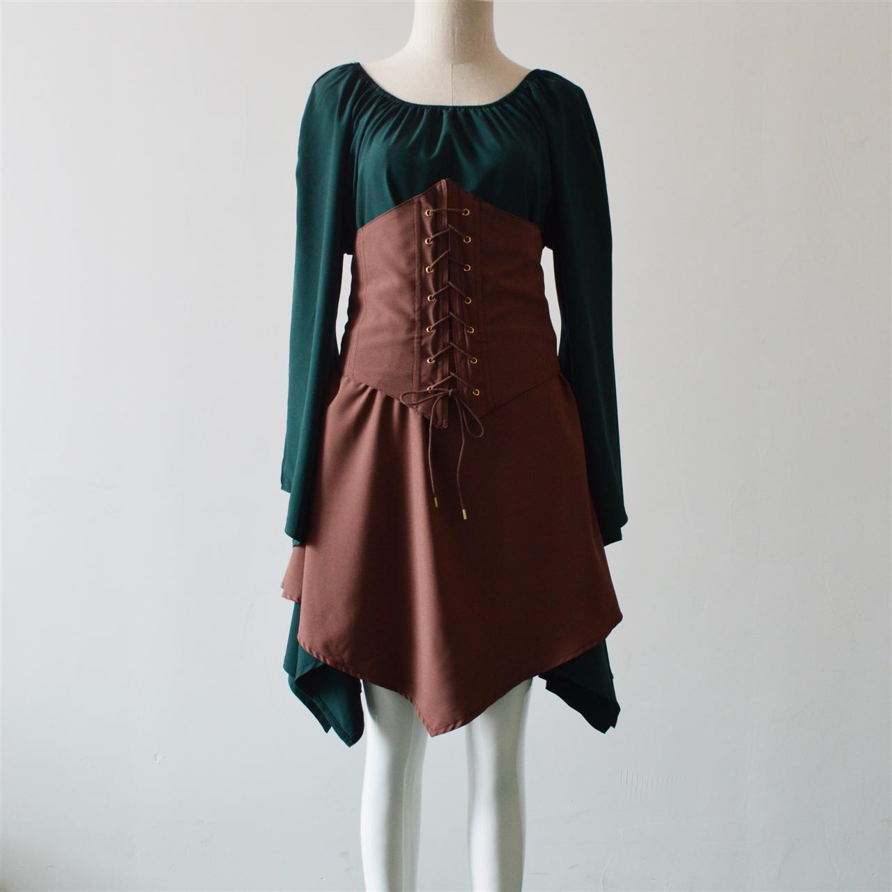 Damen Mittelalter Kleid Langarm Gothic Viktorianischen Königin Kostüm Renaissance Mittelalterkleid Schnür