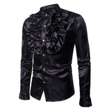 Jabot Stand Kragen Vintage Mittelalter Renaissance lange Ärmel Männer Tops Shirt