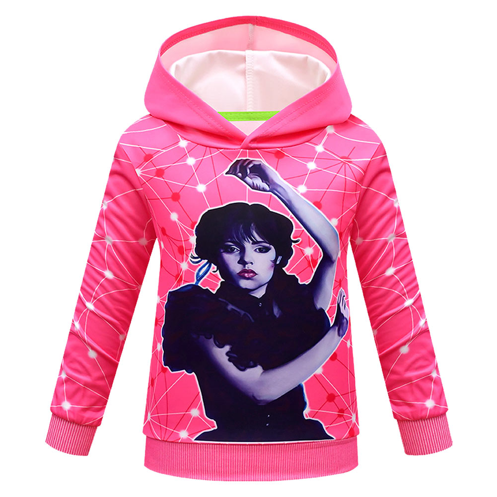  Kinder Wednesday Addams Cosplay Hoodie 3D Druck Sweatshirt mit Kapuze Kinder  Streetwear Pullove