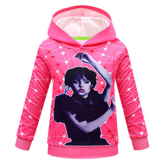  Kinder Wednesday Addams Cosplay Hoodie 3D Druck Sweatshirt mit Kapuze Kinder  Streetwear Pullove