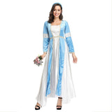 Damen Retro Mittelalter Renaissance Kostüm Satin Rundhals Königin Party Kleid Erwachsene - Karnevalkostüme